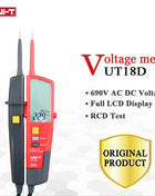 UNI-T Digital Voltmeter UT18C UT18D AC DC Voltage Continunity Tester 690V LCD Display 3 Phase Sequence RCD Electrical Tester - Riparo82