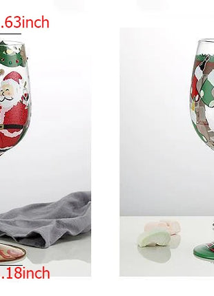 Bicchiere da vino con stampa natalizia Decorazioni natalizie Calice da vino rosso Disegno creativo a mano dipinto Home Party Festival Tazze Bar Set da vino - riparo82