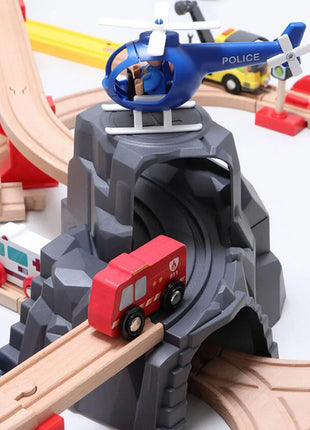 Accessori per binari del treno in legno a doppio tunnel in plastica grigia Accessori per binari a tunnel Giocattoli ferroviari in legno compatibili con binari Thomas Biro - riparo82