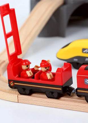 Set di treni elettrici Giocattoli Modello di treno Auto elettrica adatta per ferrovia in legno Pista del treno in legno Regalo di Natale per bambini