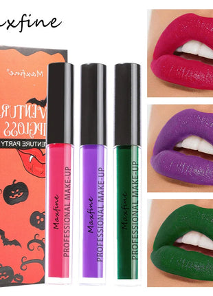 3 pcs a set Goth Matte Liquid Lipstick Makeup Set Long-Lasting Wear Waterproof Lip Gloss - Riparo82