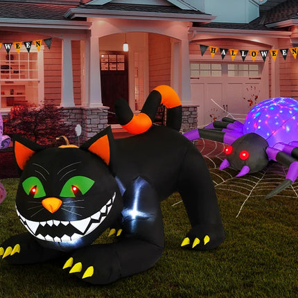 COMIN 6 FT Halloween Outdoor & Indoor Party Decorations Large Black Cat with Moving Head & Built-in LEDs Yard Garden Lawn Decor