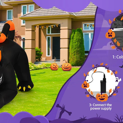 COMIN 6 FT Halloween Outdoor & Indoor Party Decorations Large Black Cat with Moving Head & Built-in LEDs Yard Garden Lawn Decor