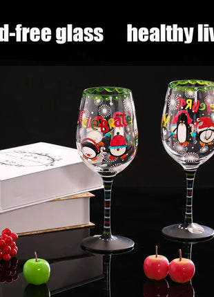 Calice da vino rosso in cristallo Bicchieri colorati Bicchiere da vino Bicchiere da whisky in vetro dipinto a mano artificiale Regalo di Natale - riparo82