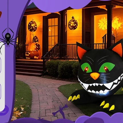 COMIN 6 FT Halloween Outdoor & Indoor Party Decorations Large Black Cat with Moving Head & Built-in LEDs Yard Garden Lawn Decor