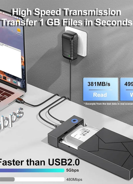 High Speed HDD Case 3.5 2.5 SATA to USB 3.0 Adapter External Hard Drive Disk Enclosure for 3.5 SSD Disk 450M/S 18TB HDD Box Case - Riparo82