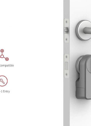 Homeowner unlocking door with smartphone