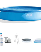 Intex Easy Set 18 Foot by 48 Inch Round Inflatable Above Ground Swimming Pool with Filter Pump, Ladder, Pool Cover, and 6 Pack - Riparo82