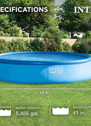 Intex Easy Set 18 Foot by 48 Inch Round Inflatable Above Ground Swimming Pool with Filter Pump, Ladder, Pool Cover, and 6 Pack - Riparo82