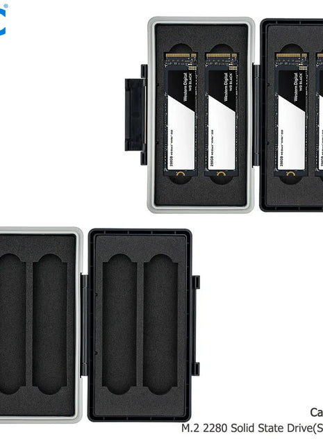 JJC 4-Slot Waterproof M2 2280 SSD Storage Case Holder for M.2 2280 Solid State Drive Anti-Static - Riparo82