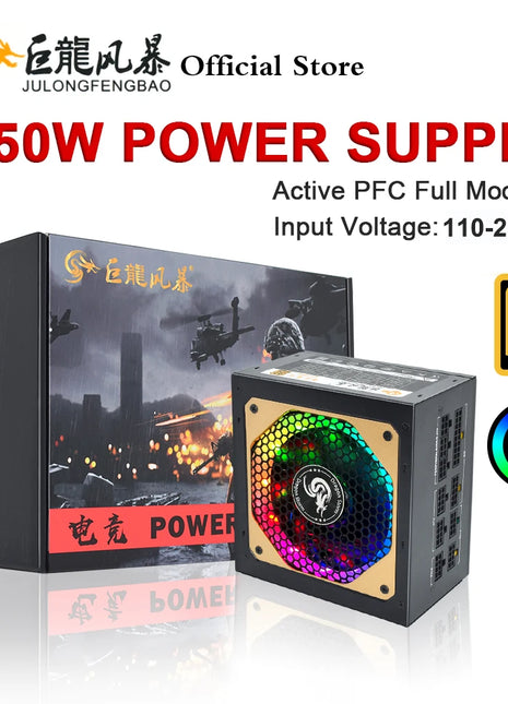 JULONGFENGBAO ATX 850W Full Modular RGB 80Plus Gold 20+4Pin 12V PSU Professional E-Sports Video Game Computer PC Power Supply - Riparo82