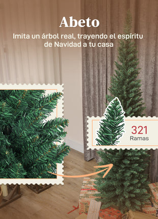 Albero di Natale stretto con rami Supporto in metallo facile da montare per interni verdi