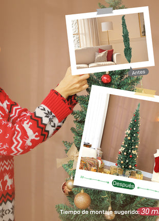 Albero di Natale stretto con rami Supporto in metallo facile da montare per interni verdi