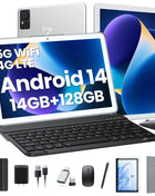 Tablet 2025 Android 14 Tablet with Keyboard 14GB+128GB+1TB Expand 4G Cellular Tablets with Dual Sim Slot10.1 Inch Octa-Core 2-in-1 Tablets with Incell Screen5G Wifi7000 mAhFace UnlockMouseCase - Riparo82