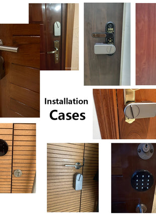 Keyless smart lock showing Tuya app interface on phone