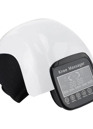 Knee massager with adjustable strap being secured