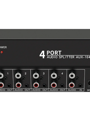 L-Latest Audio Splitter 1 in 4 Out RCA L/R Aux Stereo Audio Splitter 1X4 Audio Distributor for PC DVD Speaker Splitte, US Plug - Riparo82