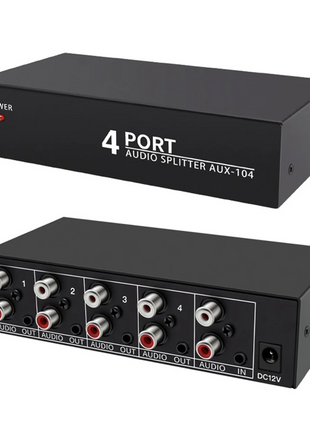 L-Latest Audio Splitter 1 in 4 Out RCA L/R Aux Stereo Audio Splitter 1X4 Audio Distributor for PC DVD Speaker Splitte, US Plug - Riparo82