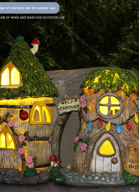 LED Light Statue Garden Fairy Cute Dog Craft Miniature Solar Powered House Figurine Christmas Gift Outdoor Lamp Home Decoration - Riparo82