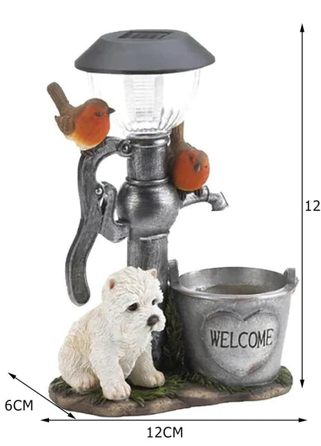 LED Light Statue Garden Fairy Cute Dog Craft Miniature Solar Powered House Figurine Christmas Gift Outdoor Lamp Home Decoration - Riparo82