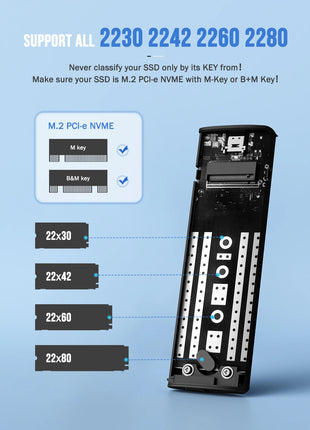 Lemorele SSD Enclosure M.2 NVMe USB 3.1 10Gbps PCIe M.2 SSD Case Enclosure External for External Hard Drive M/B+M Key M.2 SSD - Riparo82
