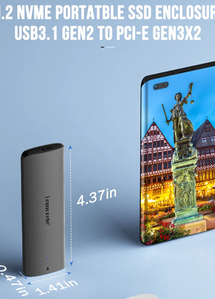 Lemorele SSD Enclosure M.2 NVMe USB 3.1 10Gbps PCIe M.2 SSD Case Enclosure External for External Hard Drive M/B+M Key M.2 SSD - Riparo82