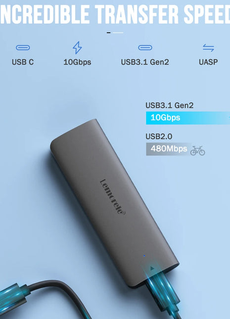 Lemorele SSD Enclosure M.2 NVMe USB 3.1 10Gbps PCIe M.2 SSD Case Enclosure External for External Hard Drive M/B+M Key M.2 SSD - Riparo82