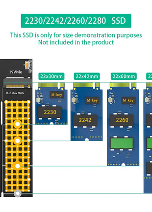 M.2 NVME Key M to PCI Express X4/X8/X16 Adapter Expansion Card Riser Converter with LED Supports 2230 2242 2260 2280 M2 NVME SSD - Riparo82