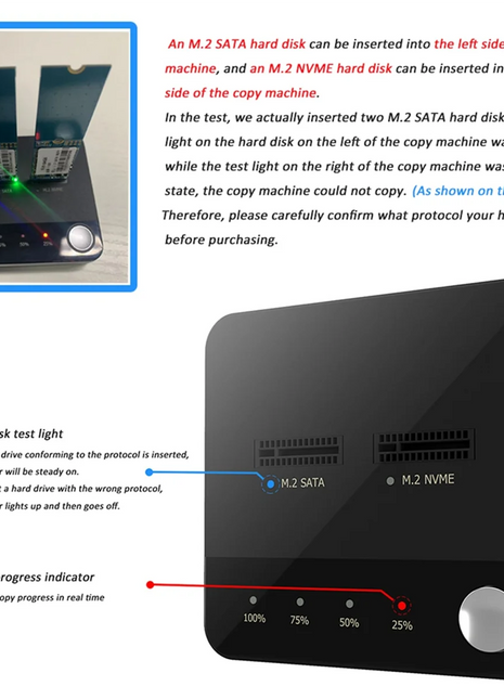 M.2 SATA Duplicator M.2 SATA to Nvme SSD Enclosure External Hard Disk Docking Station with Clone for M2 HDD SSD Reader XY - Riparo82