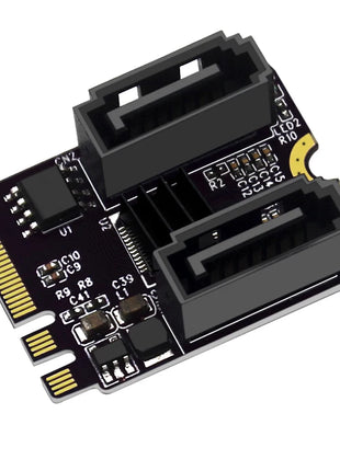 M.2 to SATA Adapter WiFi M.2 Key A+E to 2 Port SATA3.0 Expansion Card Riser SATA3 6Gb M2 2230 PCIE3.0 Bandwidth for SATA SSD HDD - Riparo82