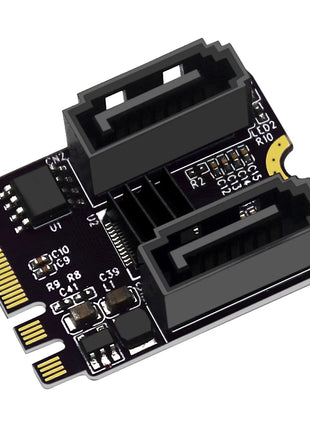 M2(A+E Key) to Dual Port SATA3.0 Expansion Card PCle 3.0 KEY A+E WIFI M.2 to SATA for NGFF 2230 SSD Adapter Card for PC Computer - Riparo82
