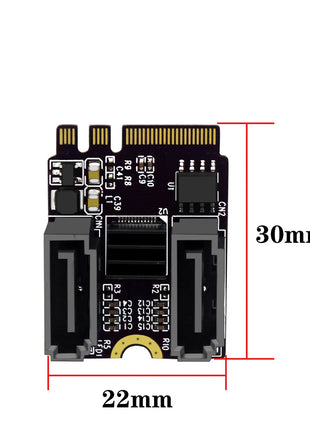 M2(A+E Key) to Dual Port SATA3.0 Expansion Card PCle 3.0 KEY A+E WIFI M.2 to SATA for NGFF 2230 SSD Adapter Card for PC Computer - Riparo82
