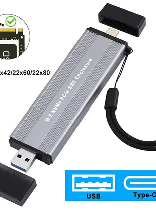 M2 SSD Case Dual Protocols M.2 NVME NGFF SATA Enclosure USB 3.2 Type C SSD Adapter 10Gbps To NVMe SATA External Hard Disk Box - Riparo82