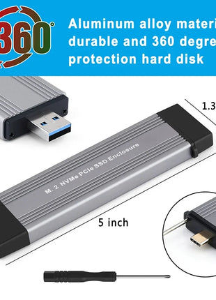M2 SSD Case Dual Protocols M.2 NVME NGFF SATA Enclosure USB 3.2 Type C SSD Adapter 10Gbps To NVMe SATA External Hard Disk Box - Riparo82