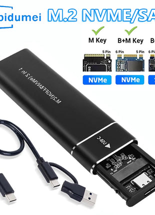 M2 SSD Case M.2 NVMe SATA SSD Enclosure Adapter 10Gbps USB 3.1 Type C Dual Protocol External Enclosure Supports M And B&M Keys - Riparo82