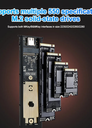 M2 SSD Case M.2 NVMe SATA SSD Enclosure Adapter 10Gbps USB 3.1 Type C Dual Protocol External Enclosure Supports M And B&M Keys - Riparo82