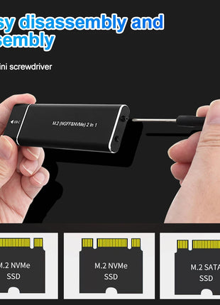 M2 SSD Case M.2 NVMe SATA SSD Enclosure Adapter 10Gbps USB 3.1 Type C Dual Protocol External Enclosure Supports M And B&M Keys - Riparo82