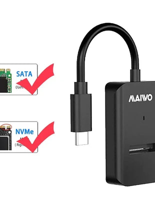 MAIWO 10Gbps M.2 NVME SSD Enclosure Case Type-C M2 PCIE NVME SATA SSD Adapter Tool-Free Supports M and B&M Keys 2230/42/60/80 - Riparo82
