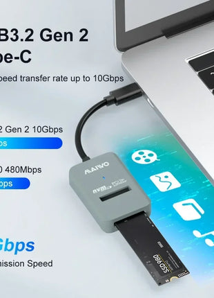 MAIWO 10Gbps M.2 NVME SSD Enclosure Case Type-C M2 PCIE NVME SATA SSD Adapter Tool-Free Supports M and B&M Keys 2230/42/60/80 - Riparo82