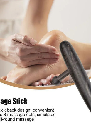 Manual wooden tool applying pressure to back muscle

