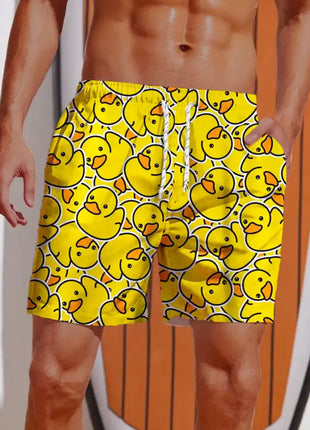 Men's Shorts Hawaiian Yellow Duck Mens Printing Short Summer New swim Trunks Elastic Waist 3D Print Breathable Short Streetwear - Riparo82