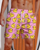 Men's Shorts Hawaiian Yellow Duck Mens Printing Short Summer New swim Trunks Elastic Waist 3D Print Breathable Short Streetwear - Riparo82