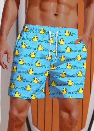 Men's Shorts Hawaiian Yellow Duck Mens Printing Short Summer New swim Trunks Elastic Waist 3D Print Breathable Short Streetwear - Riparo82