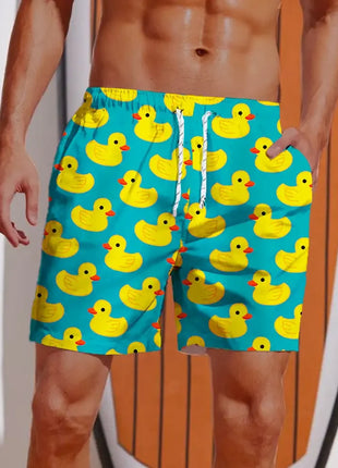 Men's Shorts Hawaiian Yellow Duck Mens Printing Short Summer New swim Trunks Elastic Waist 3D Print Breathable Short Streetwear - Riparo82