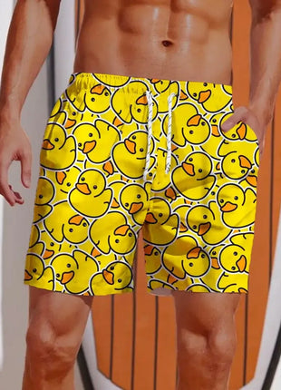 Men's Shorts Hawaiian Yellow Duck Mens Printing Short Summer New swim Trunks Elastic Waist 3D Print Breathable Short Streetwear - Riparo82