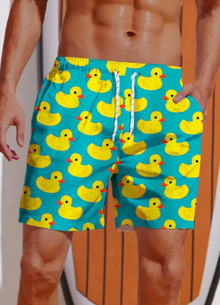 Men's Shorts Hawaiian Yellow Duck Mens Printing Short Summer New swim Trunks Elastic Waist 3D Print Breathable Short Streetwear - Riparo82