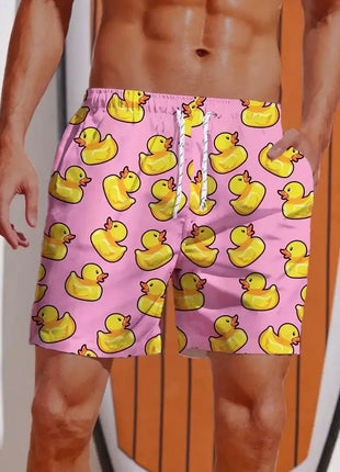 Men's Shorts Hawaiian Yellow Duck Mens Printing Short Summer New swim Trunks Elastic Waist 3D Print Breathable Short Streetwear - Riparo82