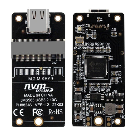NVME USB Adapter NVME to USB 3.1 TYPE C 10Gbps Riser M2 PCIE NVME SSD to USB C Conveter JMS583 Chip M Key for 2230 M.2 NGFF SSD - Riparo82