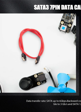 New 50CM SATA 3.0 III SATA3 7pin Data Cable 6Gb/s SSD Cables HDD Hard Disk Data Cord with Nylon Sleeved Premium Version(Red) - Riparo82