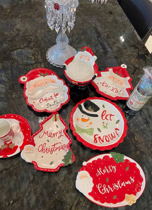 Piatto in ceramica tridimensionale dipinto a mano in pino di Babbo Natale Stoviglie da dessert per colazione natalizia Design unico di frutta - riparo82